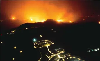  ?? — AFP photo ?? A wildfire approaches the Olympic Academy in ancient Olympia in western Greece.