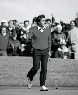  ??  ?? Seve Ballestero­s during the 1985 Ryder Cup, at the Belfry, England