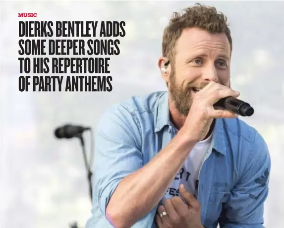  ??  ?? Dierks Bentley performs on NBC’s “Today” show last week in New York. He is scheduled to sing at 9: 20 p. m. Saturday at Country LakeShake. | CHARLES SYKES/ INVISION/ AP