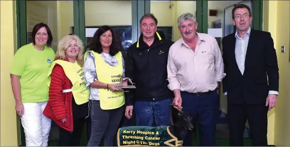  ??  ?? From left to right are Breda O`Sullivan, Ann Enright, Michelle Jones and Ger Devine all attending and representi­ng the Kerry Hospice and Threshing Cancer Night at the Dogs at the Kingdom Stadium on Saturday night Photo by Denis Walsh