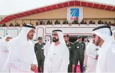  ?? WAM ?? Shaikh Mohammad Bin Rashid, Shaikh Mohammad Bin Zayed and Shaikh Hamdan attend the opening ceremony.