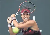  ??  ?? Heather Watson in action in her Hobart semifinal loss against Elise Mertens yesterday.