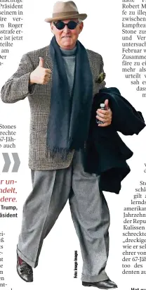  ??  ?? Hat gut lachen: Roger Stone ist jetzt wieder ein freier Mann.