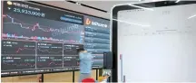  ?? Yonhap ?? A price chart for cryptocurr­encies is seen on a screen at Bithumb’s customer service center in Seoul, Nov. 9.