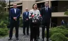  ?? Photograph: Dan Himbrechts/AAP ?? Then-NSW premier Gladys Berejiklia­n (centre), with Stephen Cartwright (at left), Brad Hazzard and then-treasurer Dominic Perrottet (right) in 2020.