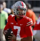  ?? Jay Laprete The Associated Press ?? Ohio State quarterbac­k C.J. Stroud was once thought as a certain first or second choice in the draft.