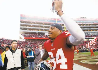  ?? Scott Strazzante / The Chronicle ?? Wideout Kendrick Bourne has endeared himself to teammates and coaches. “The pressure doesn’t get to him,” said 49ers head coach Kyle Shanahan. “And he’s fun to be around.”