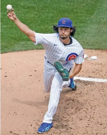  ?? AP ?? Yu Darvish, who went 8- 3 with a 2.01 ERA in 12 regular- season starts, led the National League in victories and tied the Indians’ Shane Bieber for the major- league lead. Bieber unanimousl­y won the AL Cy Young Award.