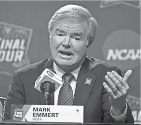  ?? ROBERT DEUTSCH/USA TODAY SPORTS ?? NCAA President Mark Emmert spoke with a small group of student-athletes over Zoom on Tuesday.