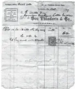  ??  ?? The faded receipt of sale for the ruby ring, dated Oct. 12, 1897