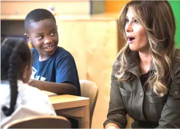  ??  ?? Melania, who has said she plans to focus on issues affecting children during her time as first lady, visited a youth programme at Andrews Air Force Base last year.