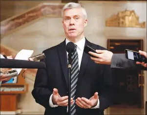  ?? CP PHOTO ?? Lawyer Rob Cunningham speaks to reporters at the Supreme Court of Canada after the court upheld the law in the cross-border beer case in Ottawa on Thursday.