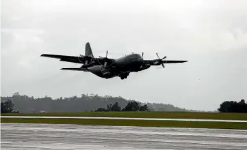  ?? GETTY IMAGES ?? New Zealand’s ageing Hercules departs Whenuapai for a stint helping the Ukrainian war effort.