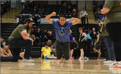  ?? Photo by Alohna Johnson ?? NYO— Dominick Sockpick competed in the kneeljump at the NYO State competitio­n.