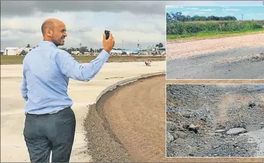  ?? TWITTER ?? DAÑOS. El ministro Dietrich; dos tramos deteriorad­os de la Ruta 158, en la provincia de Córdoba.