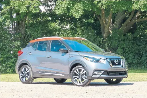  ?? JIM KENZIE FOR THE TORONTO STAR ?? The 2018 Nissan Kicks is on sale starting at $17,998 for the S trim level. The SUV is actually more like a small station wagon.