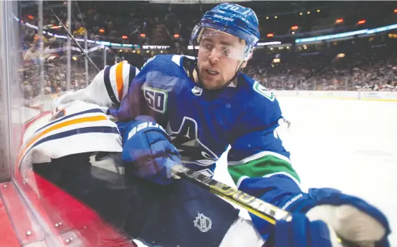  ?? JONATHAN HAywARD/THE CANADIAN PRESS ?? Canucks winger Tanner Pearson was fifth in team scoring with a career-high 45 points, including 21 goals, when the season was suspended.