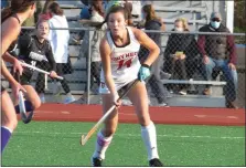  ?? ED MORLCOK — MEDIANEWS GROUP ?? Gwynedd Mercy Academy’s Alaina McVeigh scored three goals in a 10-2 win over Phoenixvil­le Tuesday afternoon.