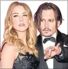  ??  ?? Amber Heard and Johnny Depp