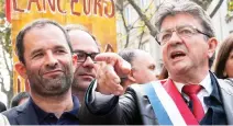  ??  ?? French far-left leader Jean-Luc Melenchon, right, with former Socialist party presidenti­al candidate Benoit Hamon at Saturday’s rally in Paris. (AP)