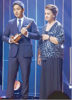  ??  ?? ...and Coco Martin, the Fernando Poe Jr. Award (from Elizabeth Poe)