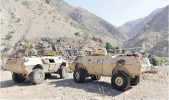  ?? THE ASSOCIATED PRESS ?? Armoured vehicles are seen in Panjshir Valley, north of Kabul, Afghanista­n, on Aug. 25. The Taliban said on Monday they have taken control of Panjshir province, which had been the last holdout of anti-Taliban forces in the country.