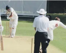  ??  ?? Hetton Lyons’ batsman Jack Burnham in action on Saturday.