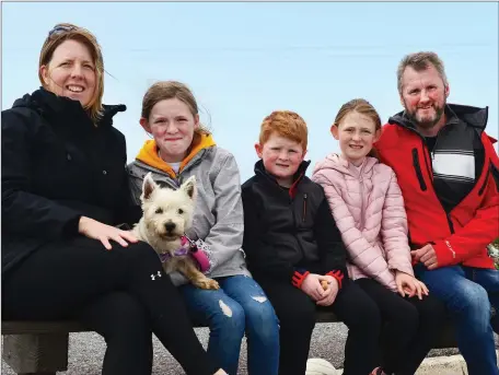  ??  ?? The Horgan family from Castleisla­nd, from left Diane, Rachel, Aaron, Emma and Brian Horgan, spending a stroll in Fenit on Sunday. johncleary­photo.com