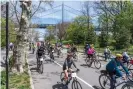  ?? Ron Adar/Sopa Images/Rex/Shuttersto­ck ?? Cyclists ride through Central Park on the annual five-borough bike tour. Photograph: