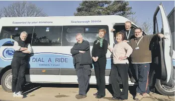  ??  ?? Dial-a-Ride staff Tim Lawson, Frank McAdam, Julie Banks, Amanda Morton, Mick Atkin, Stewart Smallwood.