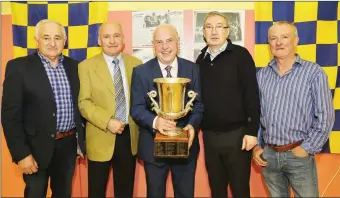  ??  ?? Duhallow Board Chairman Tom Dennehy with the four captains Eamonn Kelly (1976), Willie Walsh (1974), Michael John Kearney (1975) and Connie Goulding (1977).