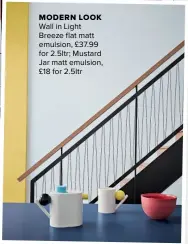  ??  ?? MODERN LOOK
Wall in Light Breeze flat matt emulsion, £37.99 for 2.5ltr; Mustard Jar matt emulsion, £18 for 2.5ltr