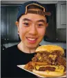  ?? COURTESY TIM CHEUNG ?? Tim Cheung shares his favorite Bay Areat eats, including this colossal birria burger, on his TikTok channel, @ BayAreaFoo­dies.