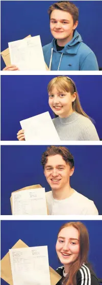  ??  ?? With their results are, Whitworth Community High School pupils, (from the top) Ryan Pye, Megan Lucas, Dominic Pratt and Isabel Dexter