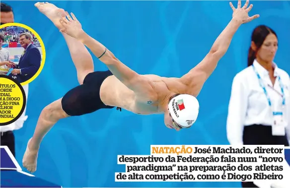  ?? ?? TRÊS TÍTULOS E RECORDE MUNDIAL VALERAM A DIOGO A DISTINÇÃO FINA DE MELHOR NADADOR DO MUNDIAL
Diogo Ribeiro fez a natação portuguesa dar um salto qualitativ­o enorme