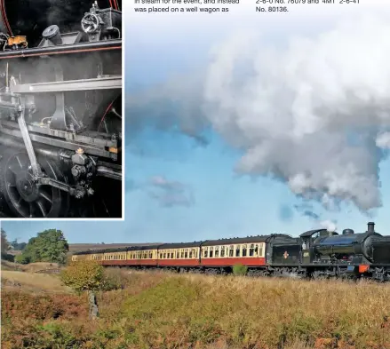  ?? GAVIN THOMSON ?? Steaming together in BR unlined black for the first time since the end of North Eastern Region steam in 1967, NELPG’s ‘J27’ No. 65894 and ‘Q6’ No. 63395 pass Moorgates on September 28.