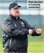  ??  ?? Rafa Benitez in training yesterday