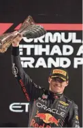  ?? KAMRAN JEBREILI/AP ?? Max Verstappen celebrates Sunday after winning the Formula One Abu Dhabi Grand Prix.