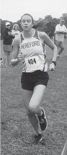  ?? CRAIG CLARY/BALTIMORE SUN MEDIA GROUP ?? Hereford junior Caroline Benda won the girls individual race at the Barnhart Invitation­al in a time of 19:09.