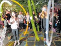  ?? PICTURE / PETER DE GRAAF ?? Some of the record crowd that turned out for Oromahoe School’s Light Festival trying their hand at the light poi. The celebratio­n of Matariki, the winter solstice and all things warming included music mediaeval and modern, a lantern walk and kapa haka,...