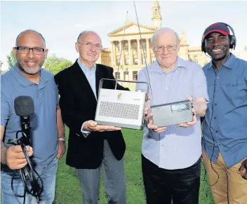  ??  ?? On air? (L-R) Javed Sattar, Norman Ross, Robert McWilliam and Samuel Yerokun from Paisley FM