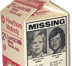  ??  ?? An easy way to publish informatio­n about missing children was on milk cartons.