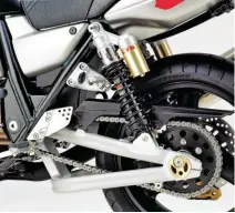  ??  ?? Aluminium swingarm and dampers give it a purposeful feel