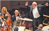  ?? NEW YORK TIMES FILE PHOTO ?? Krzysztof Penderecki conducts the Philharmon­ia Orchestra of Yale at Carnegie Hall in New York in 2010.