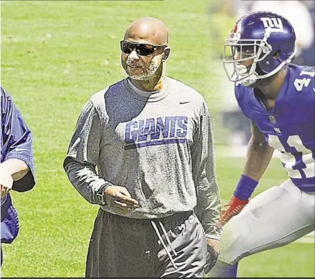  ??  ?? and GM Jerry Reese have been unable to keep things from spiraling further, culminatin­g in a quarrel with DRC (r.).