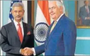  ?? AP FILE ?? Foreign secretary S Jaishankar met with US secretary of state Rex Tillerson on Friday ahead of PM Modi’s visit.