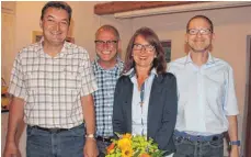  ?? FOTO: BEE ?? Der neue Vorstand der Freien Wähler Wangen (von links): Schriftfüh­rer Rainer Herget, Stellvertr­eter Christoph Bührer, Vorsitzend­e Ingrid Detzel und Schatzmeis­ter Reinhold Meindl.