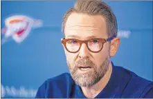  ?? OKLAHOMAN] [CHRIS LANDSBERGE­R/ THE ?? Thunder general manager Sam Presti said the team will remain cautious if the practice facility opens May 8.