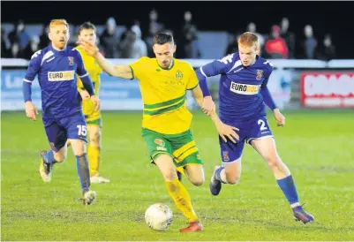  ??  ?? ● Gareth Evans (pictured on the ball in previous action) got Caernarfon off to a flying start at Corwen