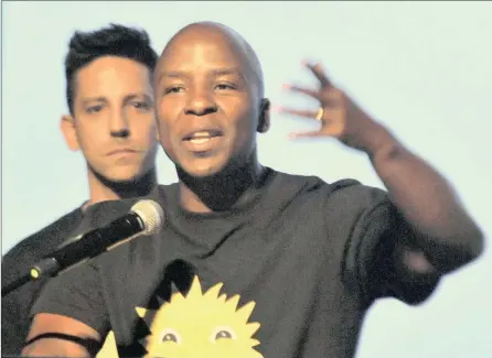  ??  ?? BRINGING LIGHT: Kabelo Mabalane, seen here with musician Danny K, is spearheadi­ng an anti-drug campaign.